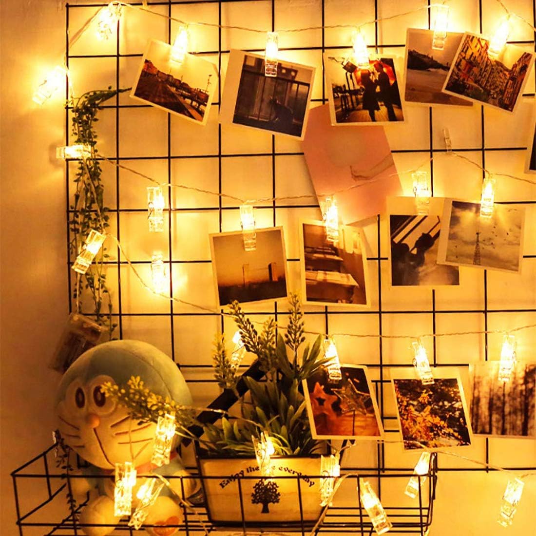 Dopheuor Battery Operated Photo Clip String Lights - Warm White LED Fairy Lights for Photos