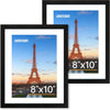 FIXSMITH 8x10 Picture Frame Set (2-Pack) - Black Wall/Tabletop Frames for 5x7 & 8x10 Photos