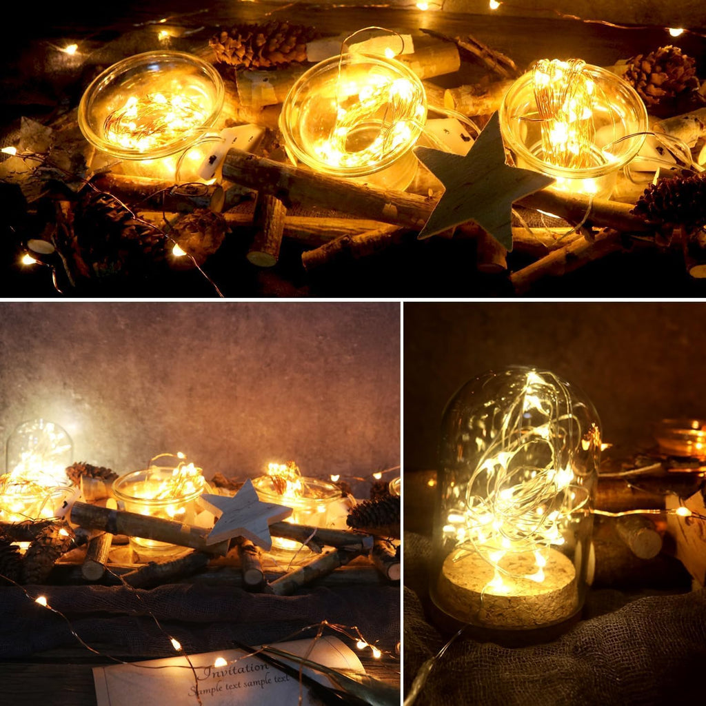 OakHaomie 6-Pack Battery Fairy Lights w/Remote Timer - Waterproof Warm White Twinkle String Lights