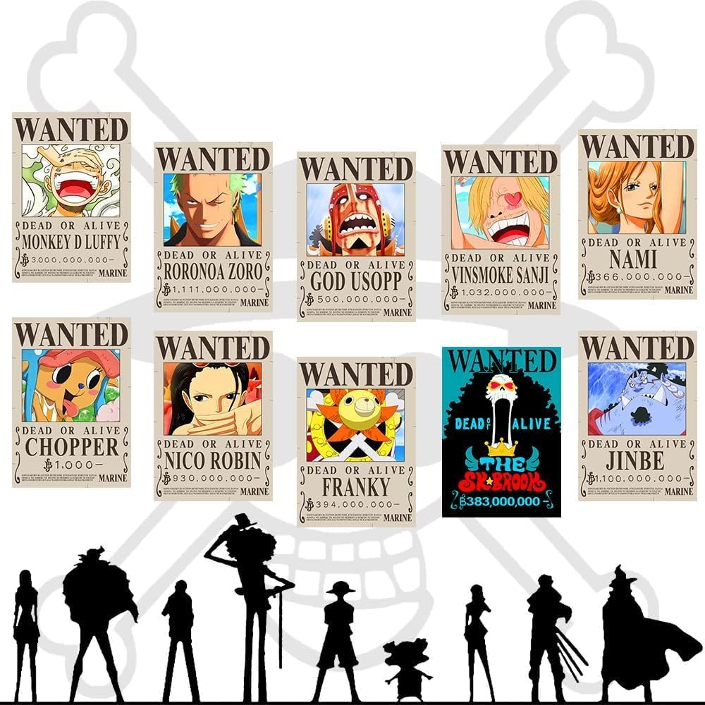 TYZZHOA 25PCS One Piece Wanted Posters Set - Straw Hat Crew (Luffy Zoro Sanji)