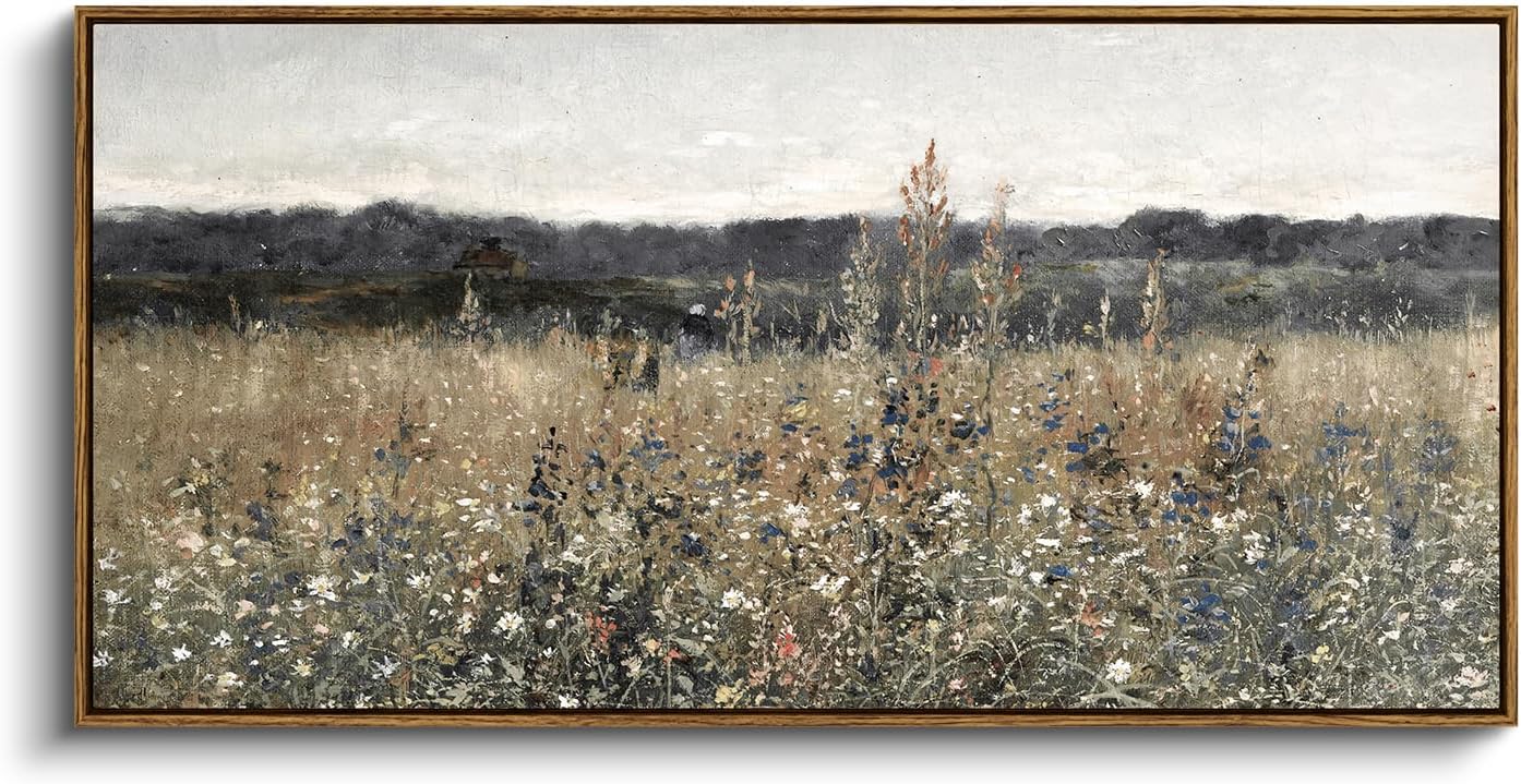 InSimSea Vintage Framed Floral Wall Art for Living Room - 20x40in Ready-to-Hang