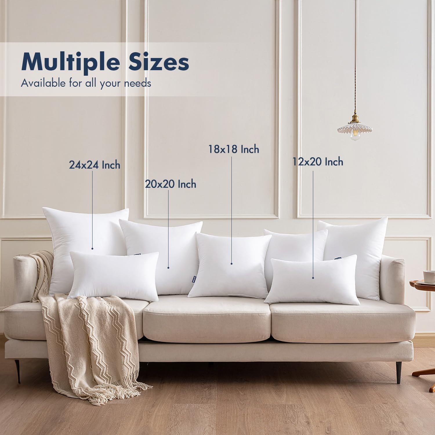 MIULEE 2-Pack 18x18 Pillow Inserts - Premium Virgin Fiber Filling for Long-Lasting Plushness