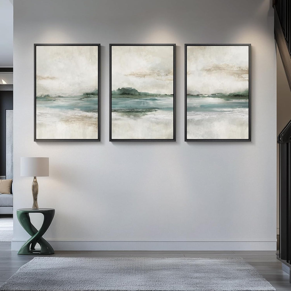 Cuspin Large Framed Abstract Nature Wall Art - Set of 3 Modern Canvas Prints for Living Room