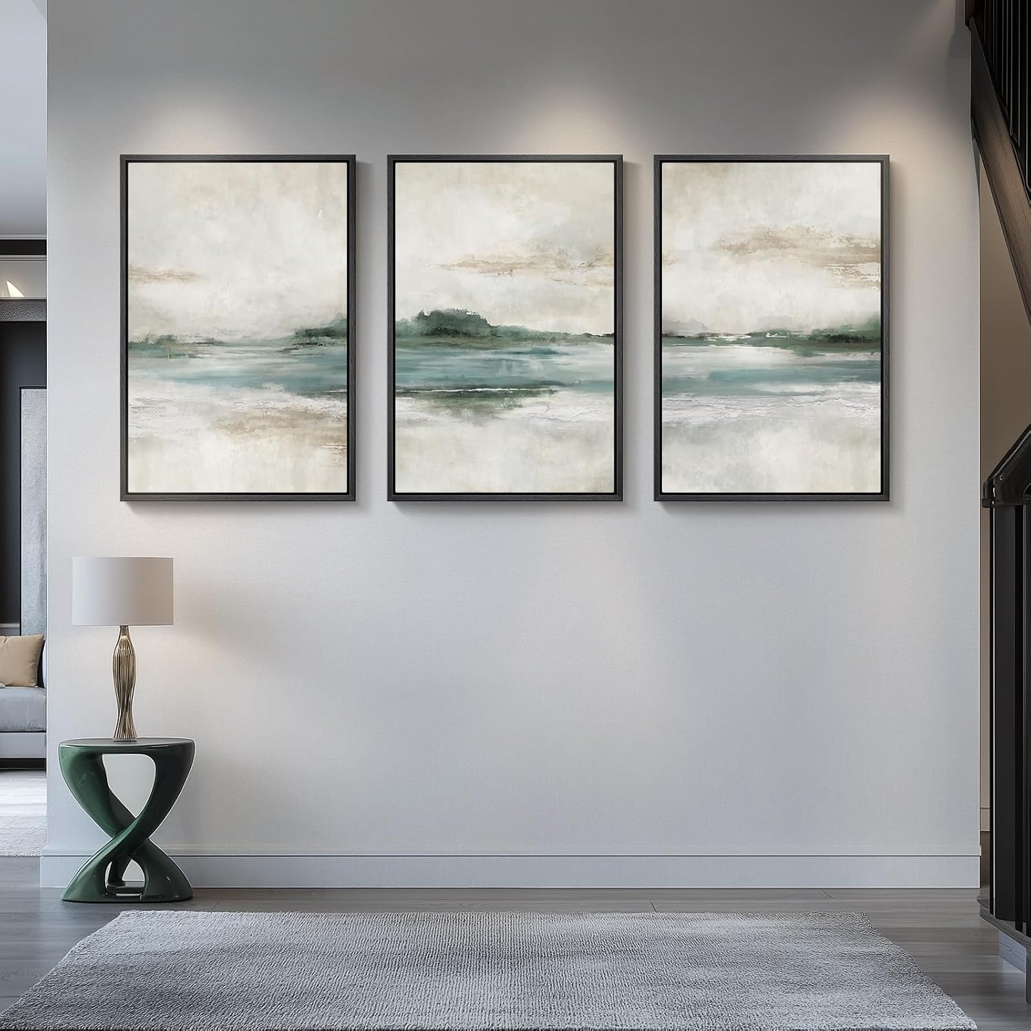 Cuspin Large Framed Abstract Nature Wall Art - Set of 3 Modern Canvas Prints for Living Room