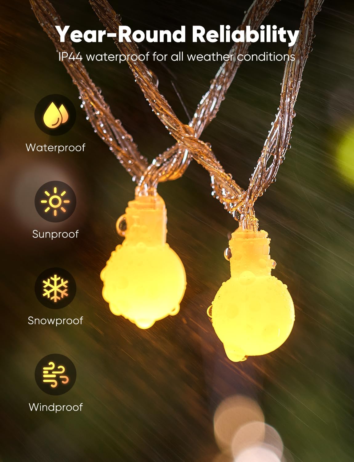 Minetom 33ft 100-LED Globe String Lights with Remote - Warm White for Indoor/Outdoor Decor