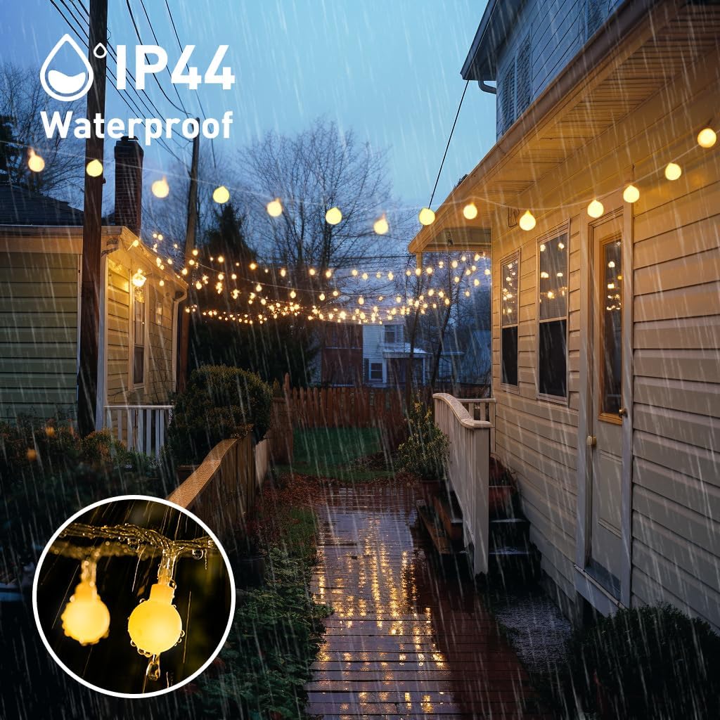 JMEXSUSS 100 LED Globe String Lights - 33ft Warm White Plug-in with Remote, 8 Modes