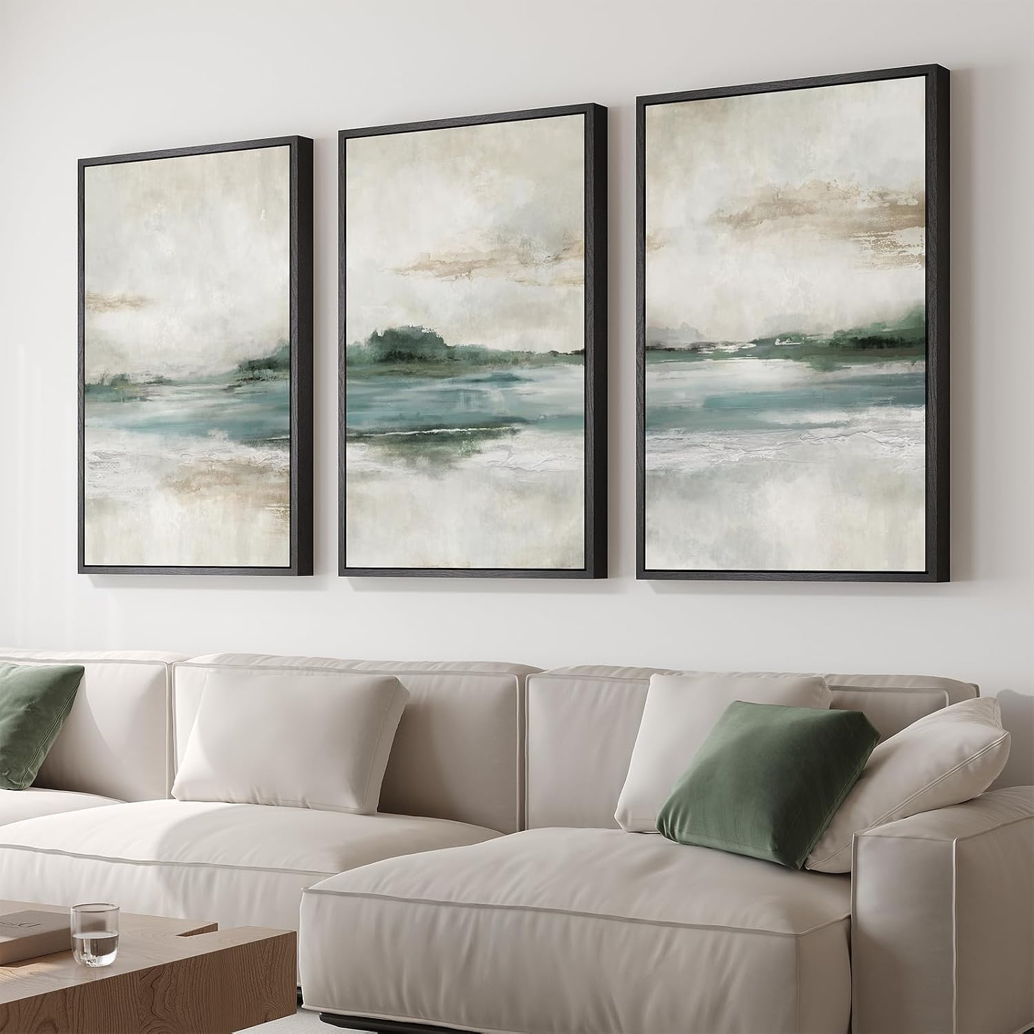 Cuspin Large Framed Abstract Nature Wall Art - Set of 3 Modern Canvas Prints for Living Room