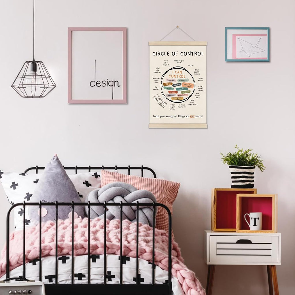 Mental Health Posters Hanger Frame - Circle of Control Art for Home/Office Decor