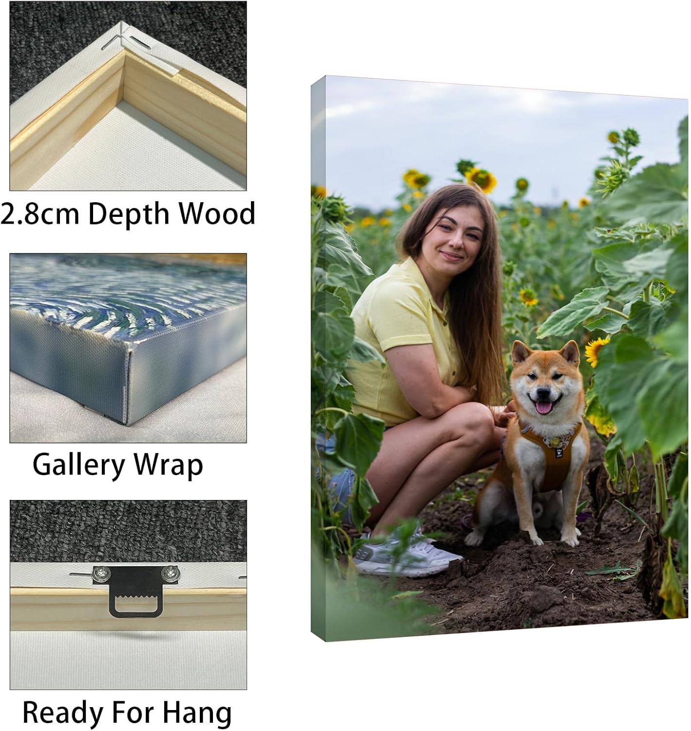 Custom Photo Canvas Print - Personalized Framed Wall Art for Family & Pet Photos (8x10)
