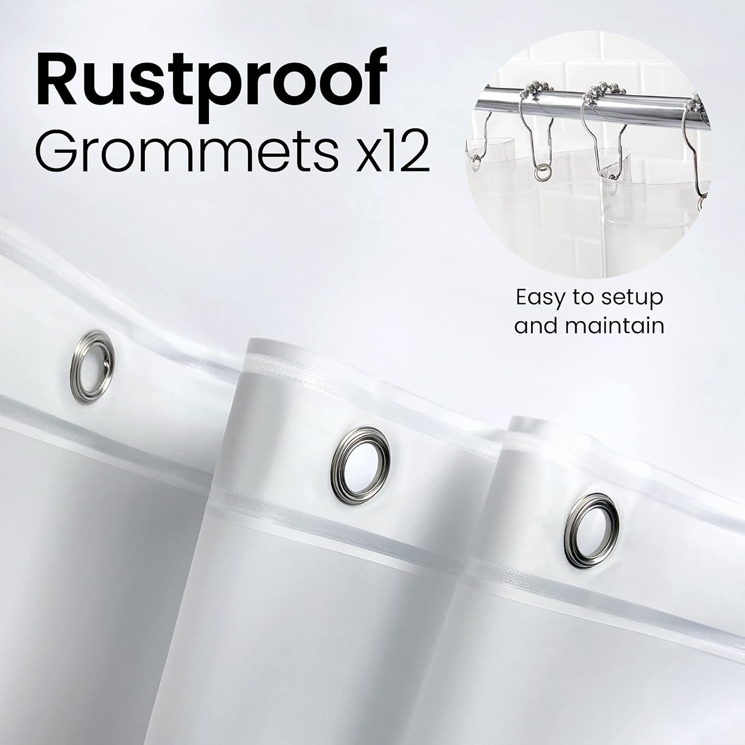LiBa Clear Waterproof Shower Curtain Liner - PEVA Material with Rust-Proof Grommets for Dry & Clean Bathrooms