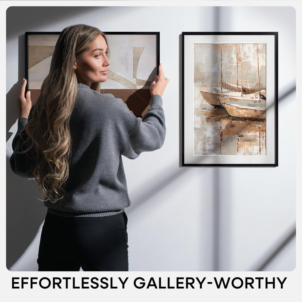 Homeforia Black 11x14 Picture Frame with Mat - Modern Matte Black Metal Frame for Photos & Prints