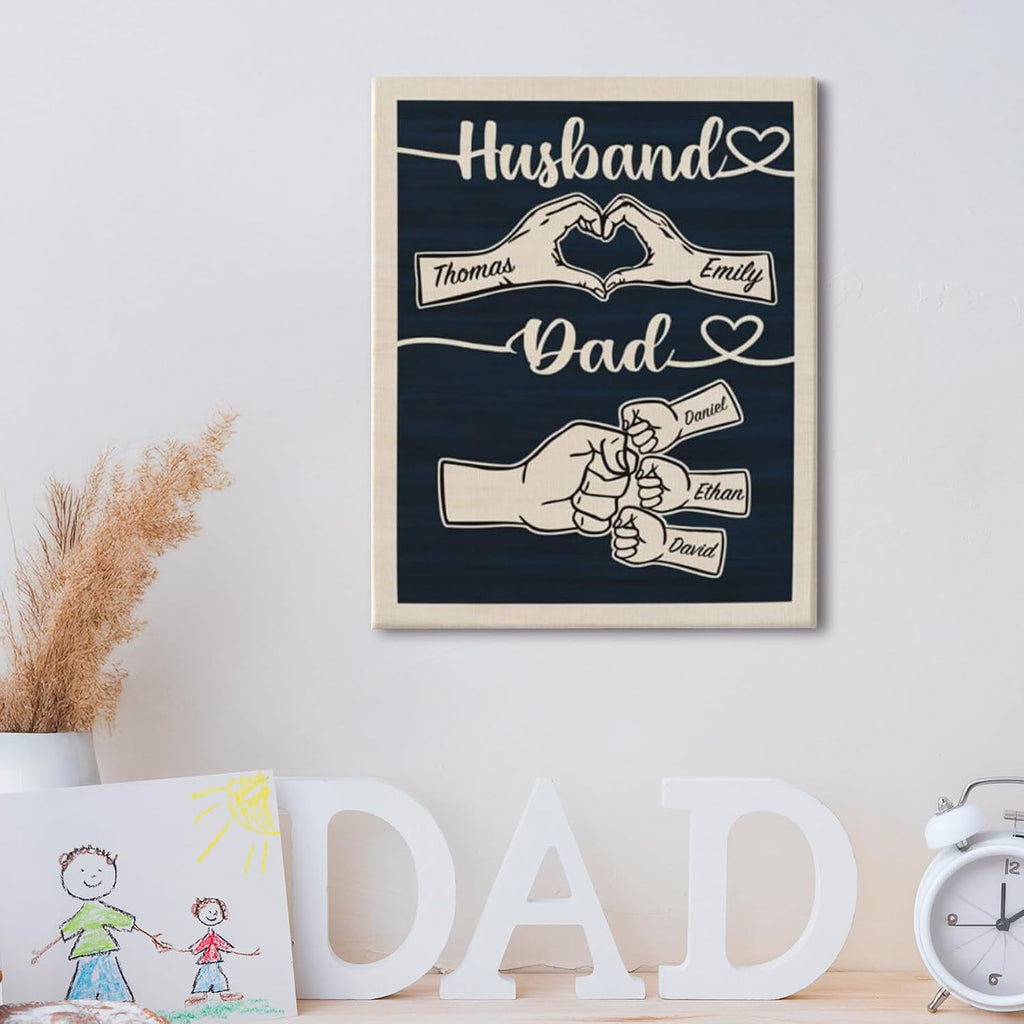 Easycosy Personalized Fathers Day Canvas Prints - Custom Fist Bump Wall Art for Dads