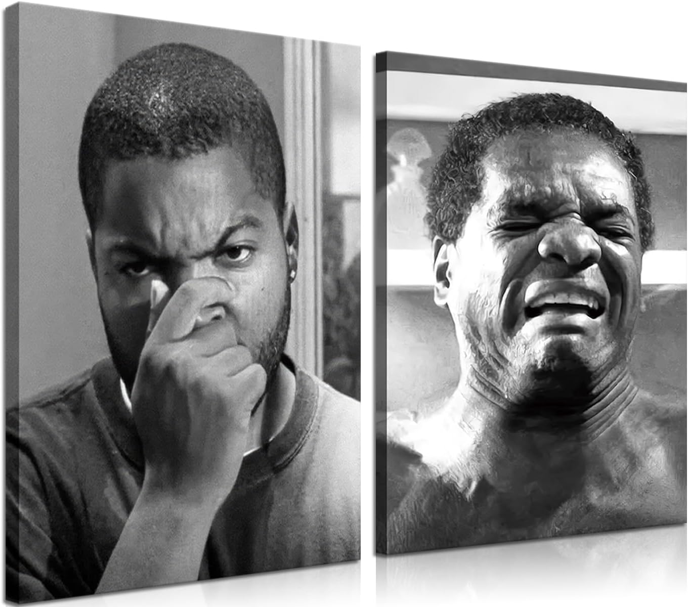 Funny Bathroom Wall Art Set of 2 - Black & White Comedy Movie Posters (12x16in) by ZNHART