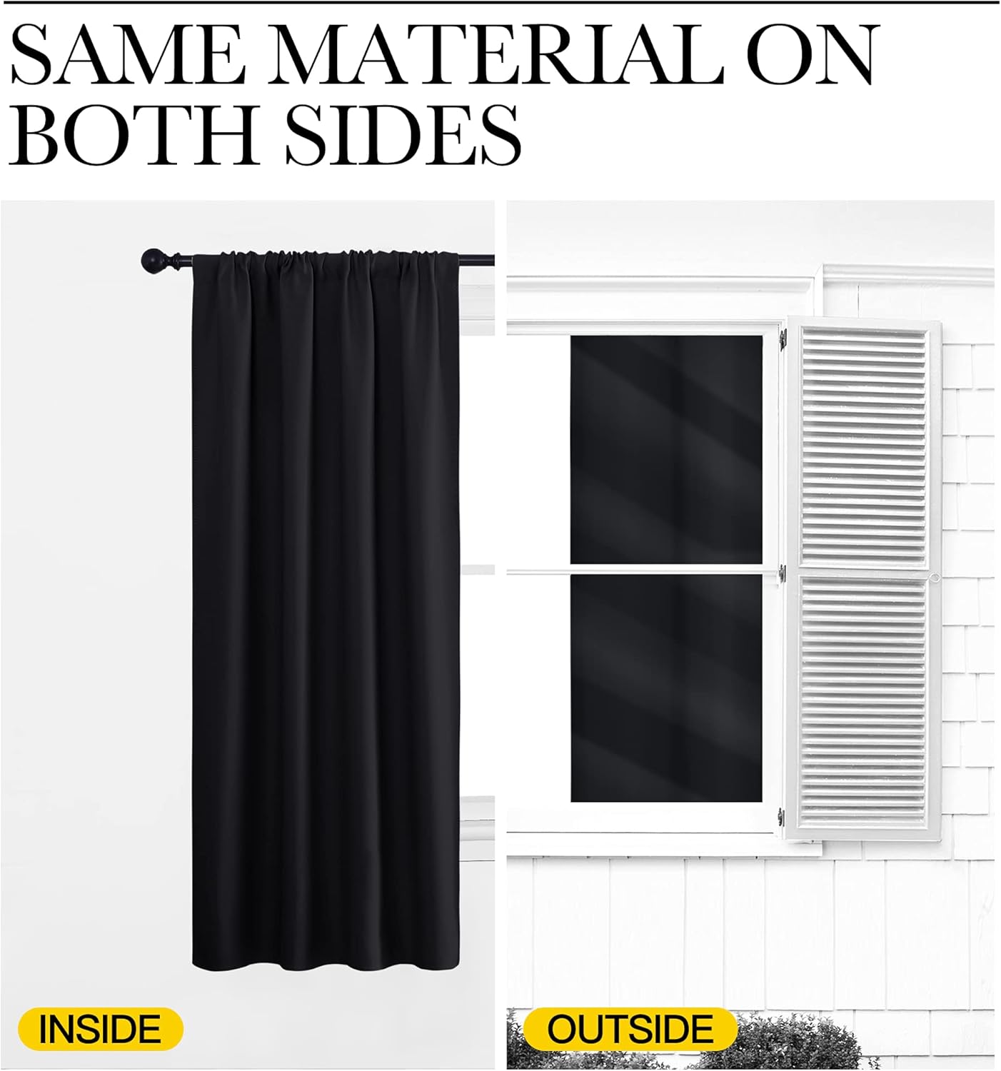 NICETOWN Black Thermal Insulated Blackout Curtains - 2 Panels, 42x63 Inches for Bedroom