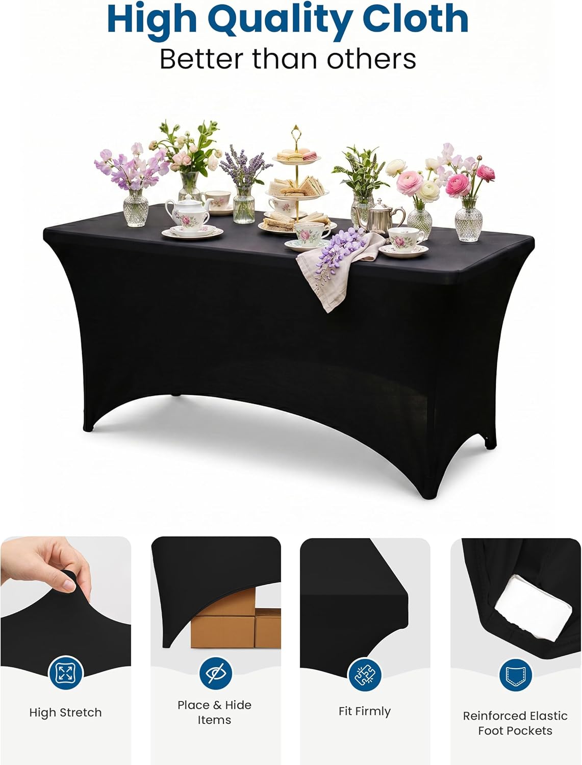 Utopia Kitchen 6-Foot Stretch Tablecloth - Fitted for Events (2-Pack)