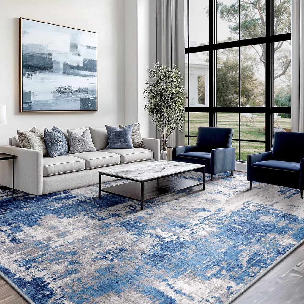 RELEANY Tides Washable Non-Slip Modern Abstract Rug 5'x7' for Living Room