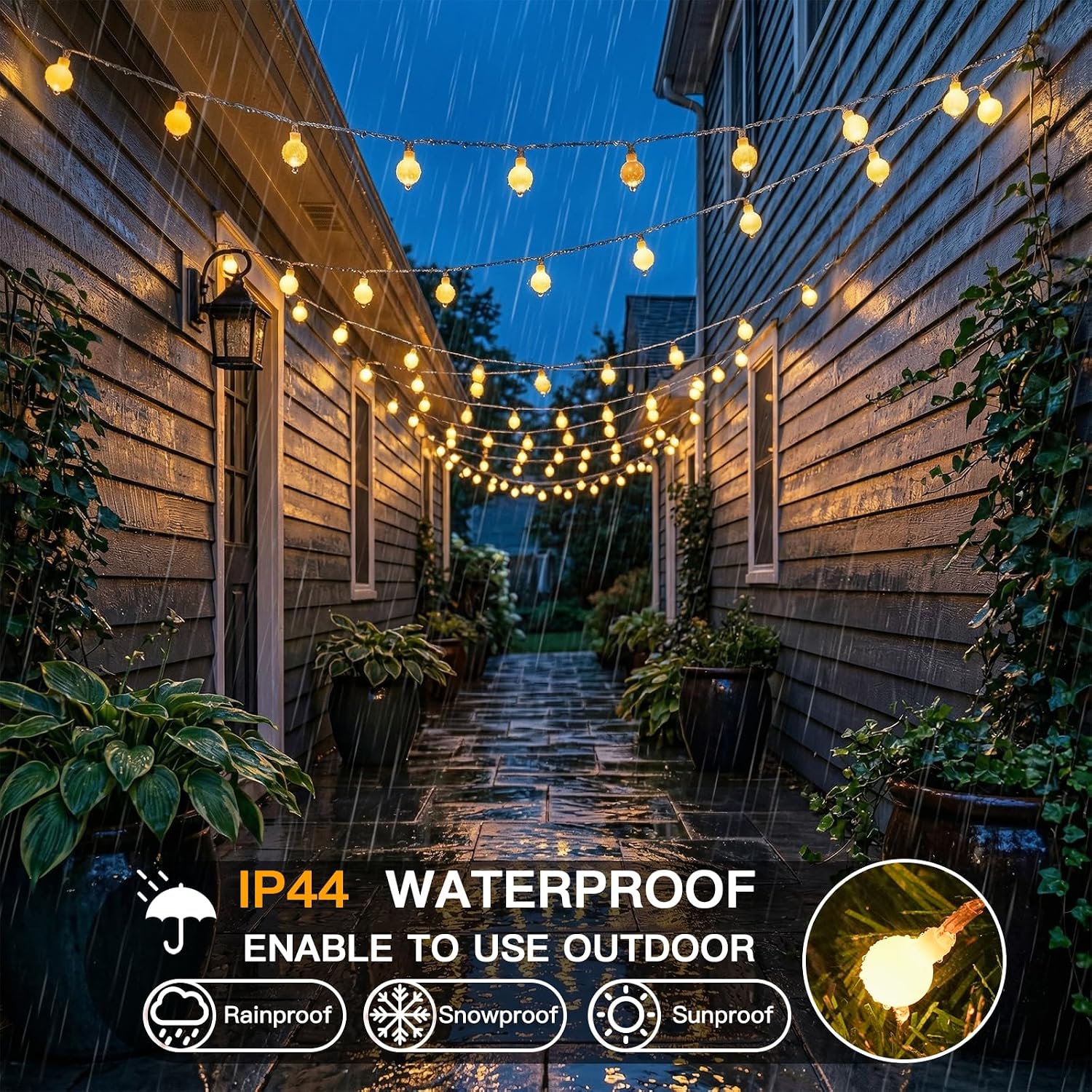 Suddus 33ft 100-LED Connectable String Lights w/Remote for Bedroom, Warm White