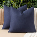 MIULEE 2-Pack Waterproof Outdoor Throw Pillow Covers - 18x18 Navy Solid Design for Patio