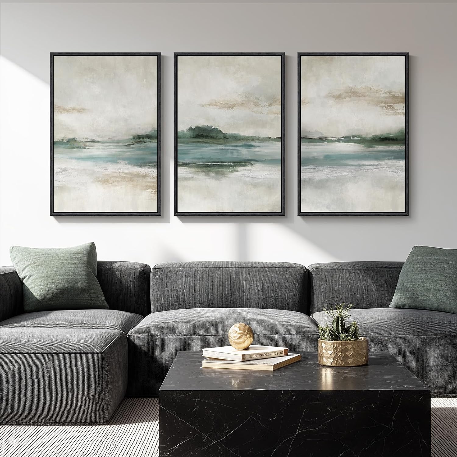 Cuspin Large Framed Abstract Nature Wall Art - Set of 3 Modern Canvas Prints for Living Room