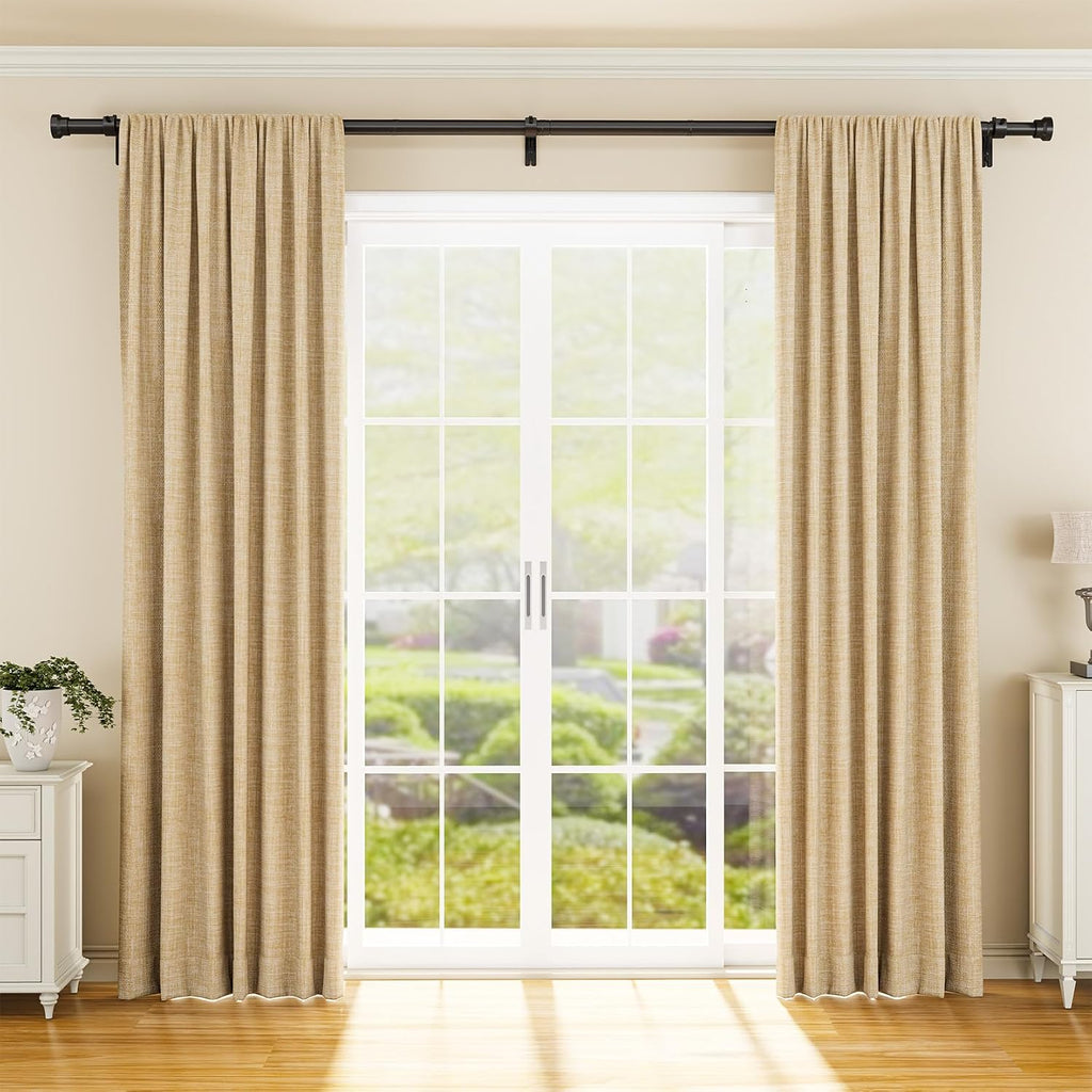 YaFex 32-144 Inch Heavy-Duty Adjustable Black Window Curtain Rod