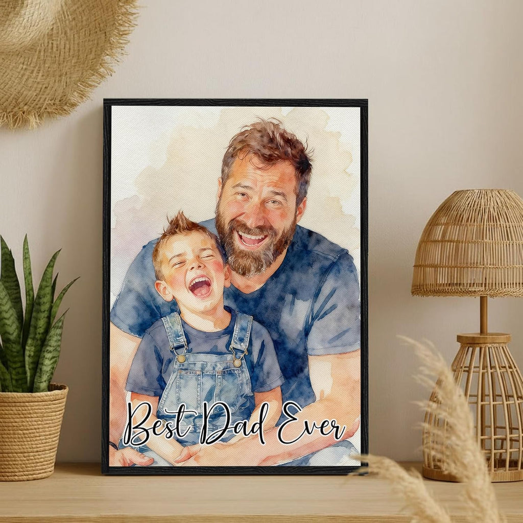 Personalized Father's Day Gift - Custom Photo Canvas Print for Dad & Family - Premium Framed Wall Art Ready to Hang