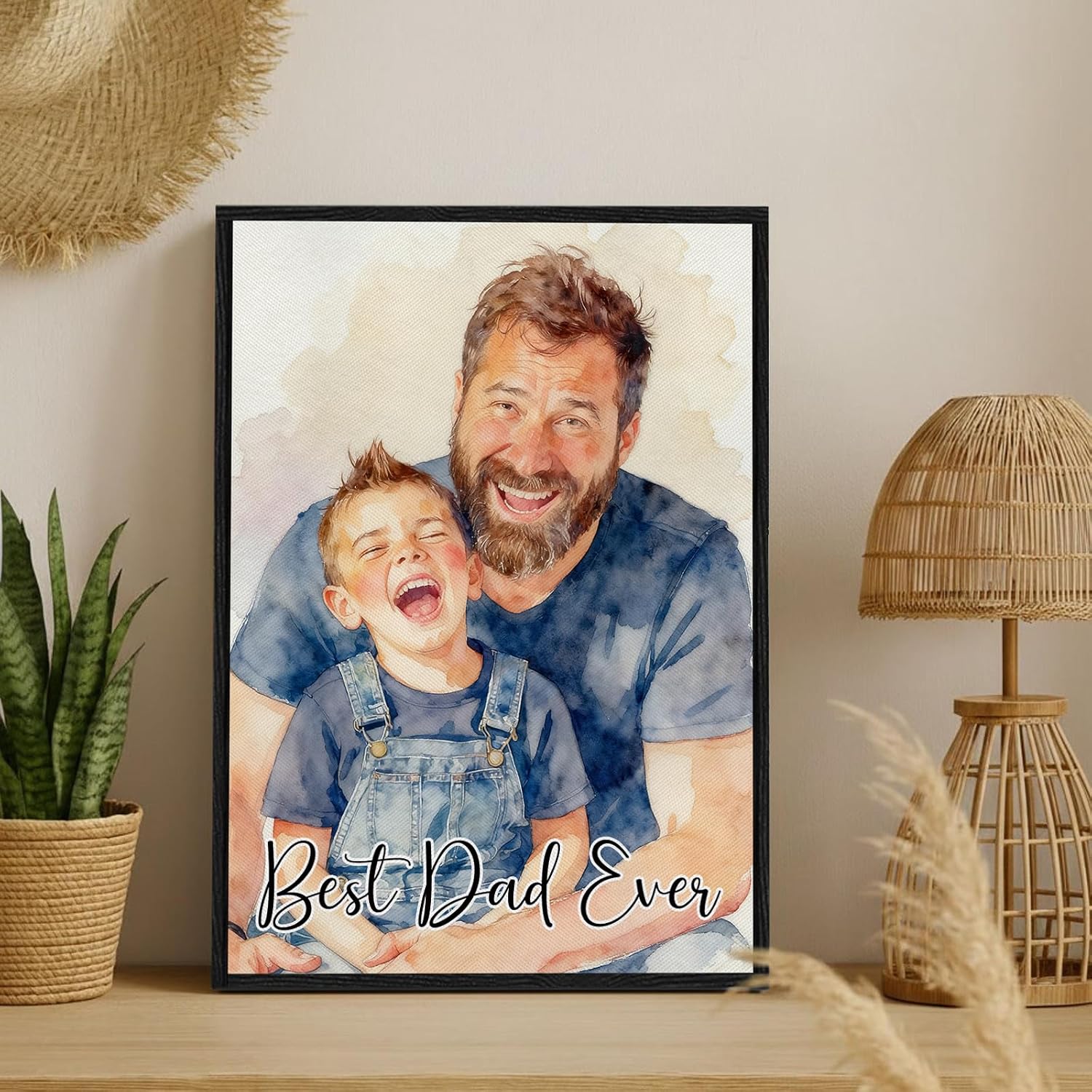 Personalized Father's Day Gift - Custom Photo Canvas Print for Dad & Family - Premium Framed Wall Art Ready to Hang