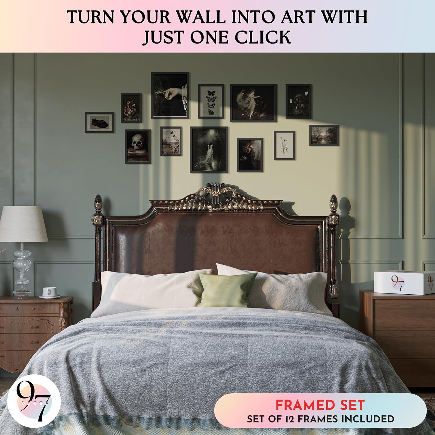 97 Decor Dark Academia Wall Art Set - Victorian Gothic Prints for Home Decor (12 Unframed Posters)