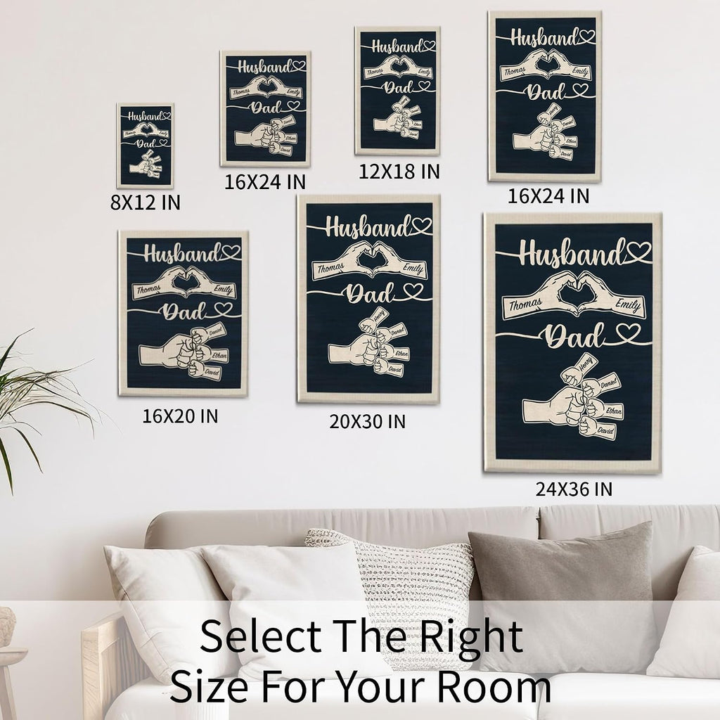 Easycosy Personalized Fathers Day Canvas Prints - Custom Fist Bump Wall Art for Dads