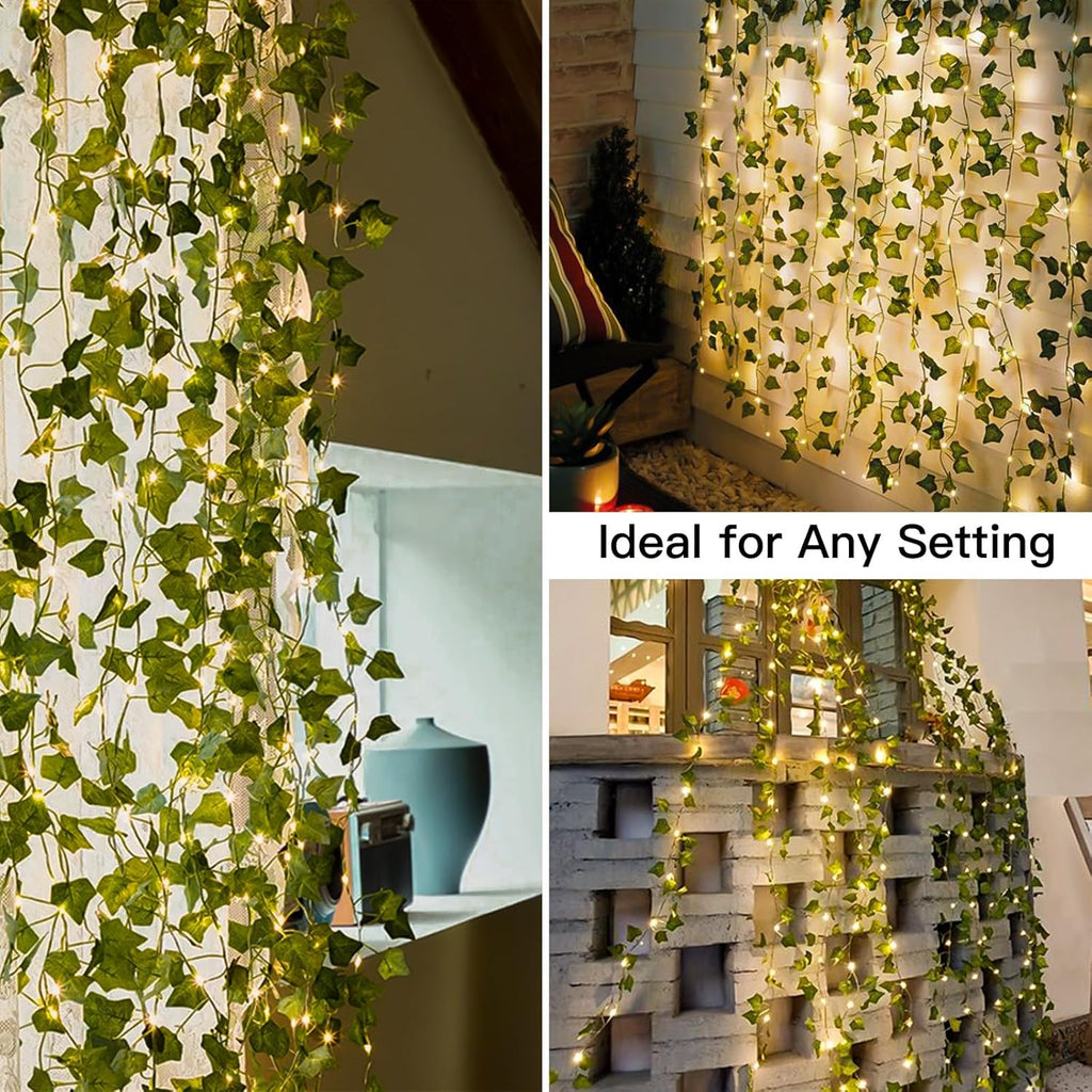 Suddus 200 LED Ivy Curtain Lights for Bedroom - 6.5ft x 6.5ft with Remote (Warm White)