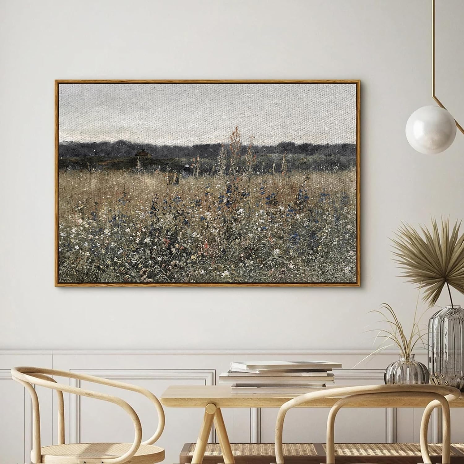 InSimSea Framed Vintage Canvas Wall Art - Champ Fleuri (24x36)
