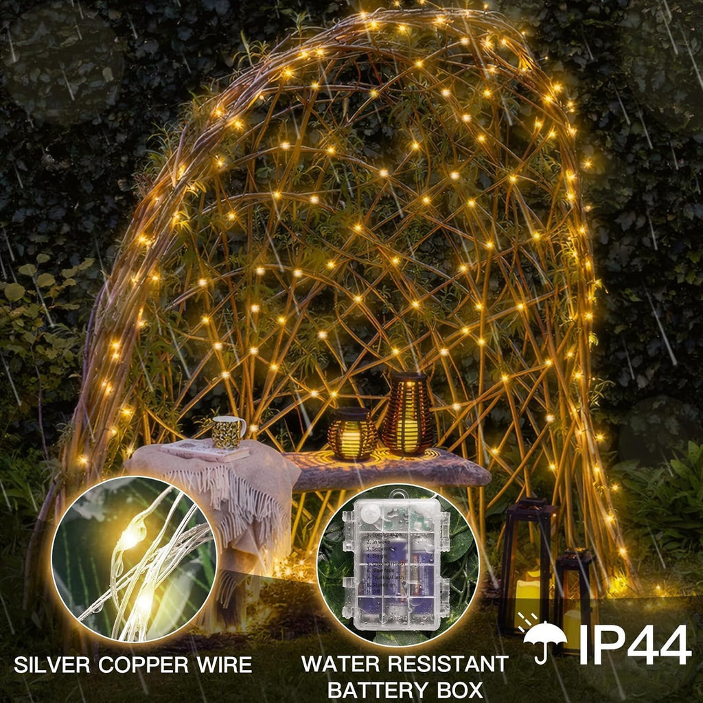 Suddus 33ft 100 LED Battery Operated Fairy Lights w/ Remote & Timer - Waterproof Twinkle String Lights for Indoor Outdoor Decor