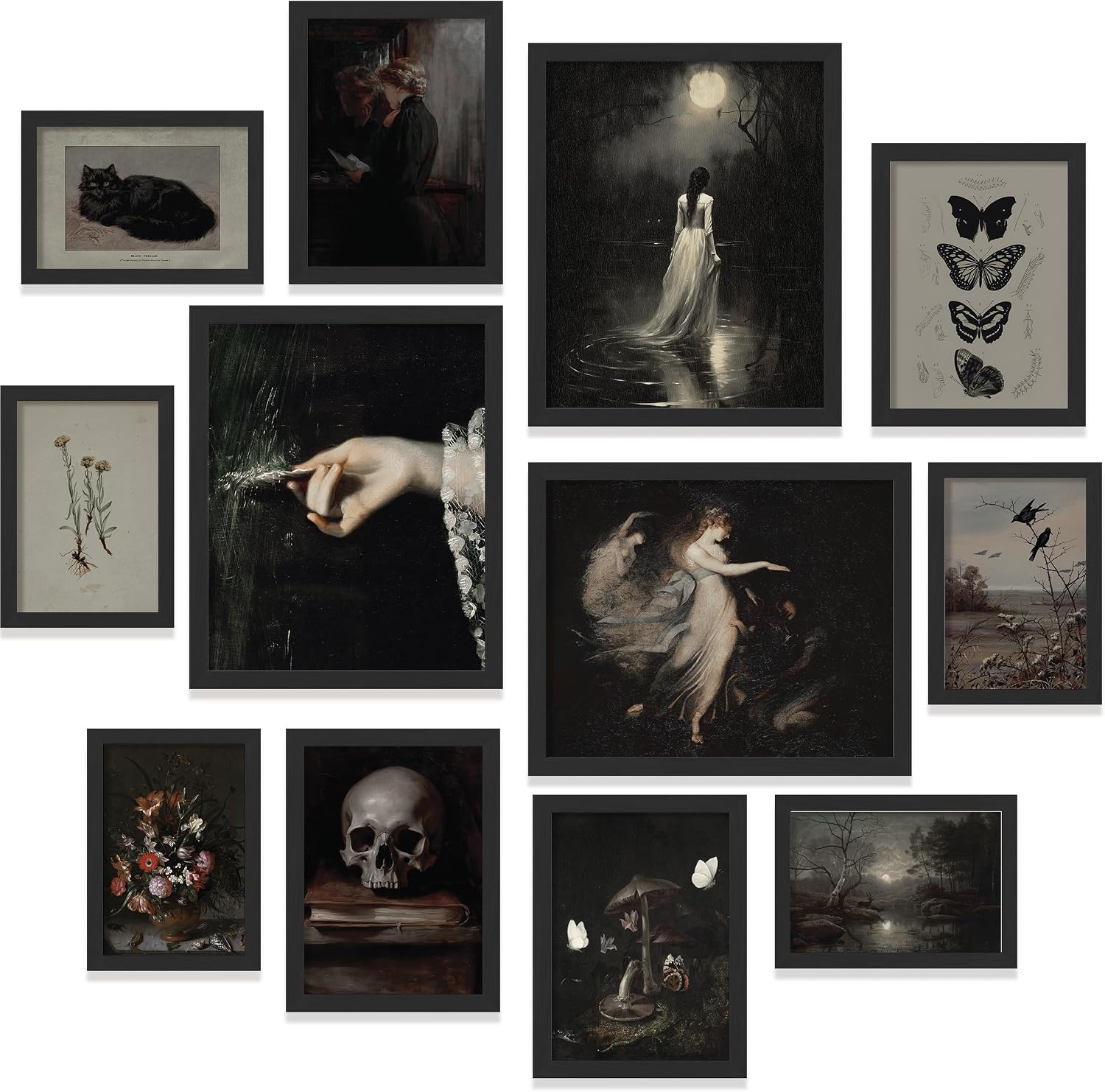 97 Decor Dark Academia Wall Art Set - Victorian Gothic Prints for Home Decor (12 Unframed Posters)