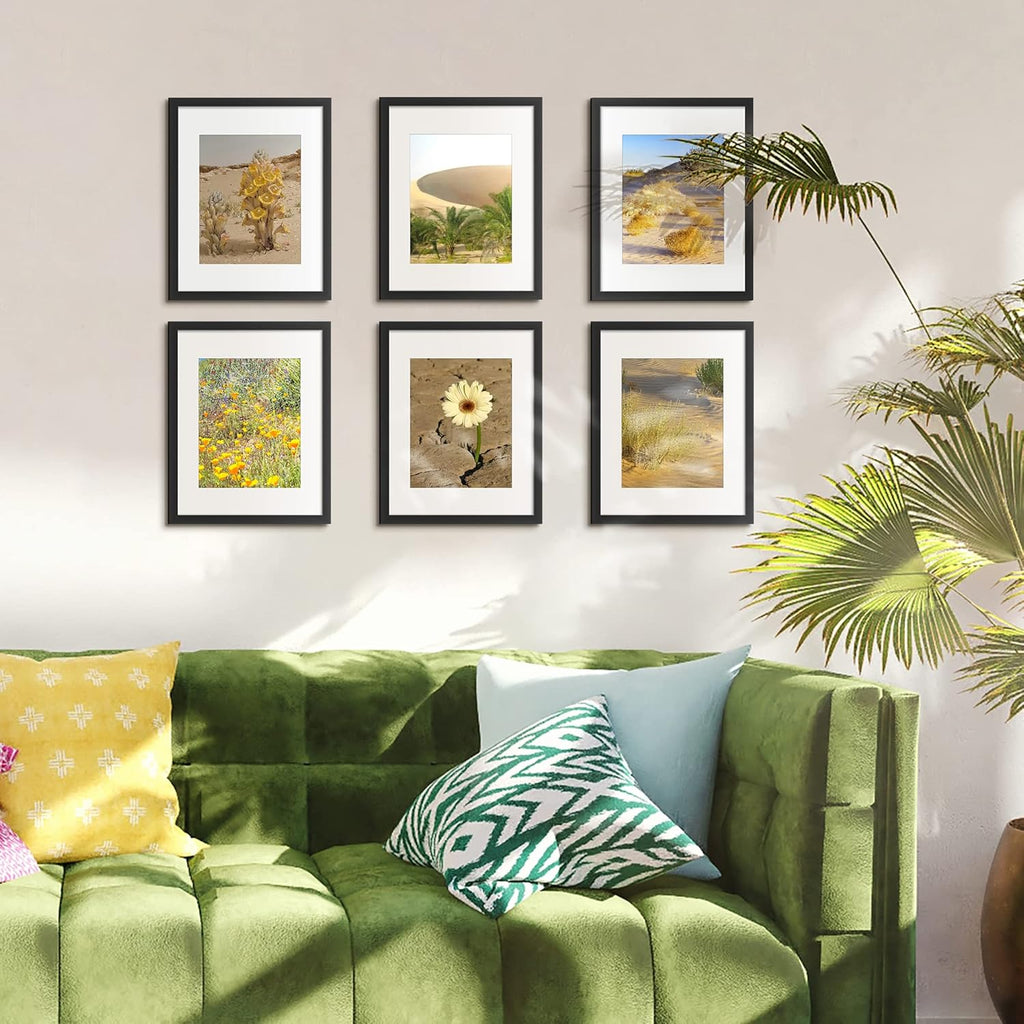 upsimples 11x14 Black Picture Frame - Fits 8x10 with Mat or 11x14 Without, Wall Mount