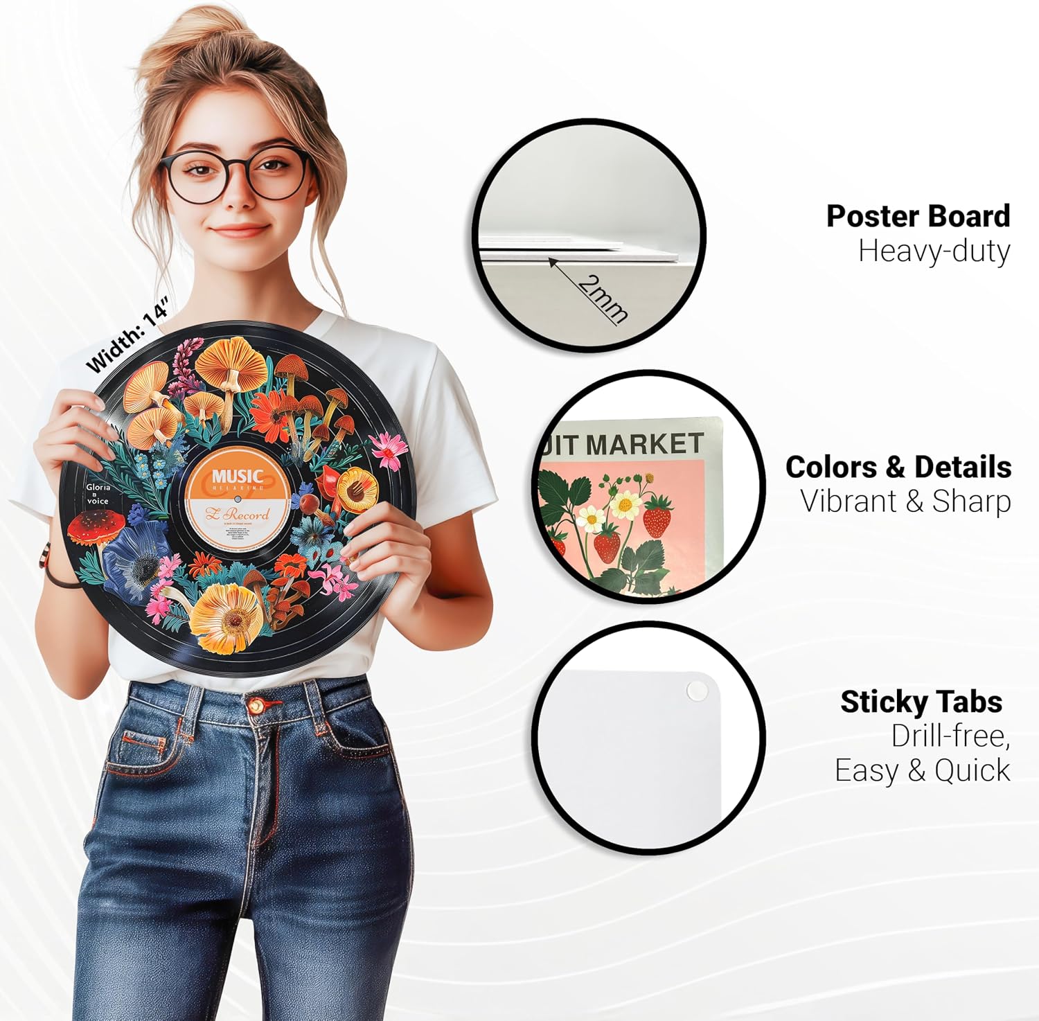 HK Studio Hippie Botanical Wall Art Set - 4x12" Posters for Dorm/Room Decor