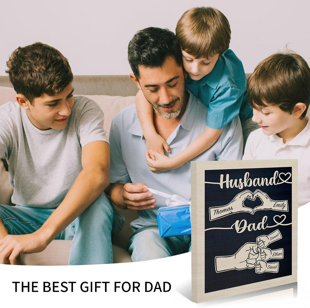 Easycosy Personalized Fathers Day Canvas Prints - Custom Fist Bump Wall Art for Dads