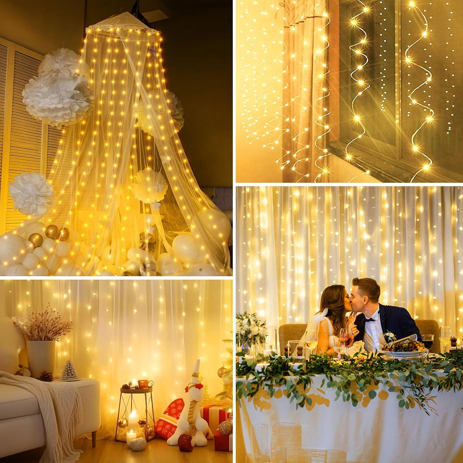 Minetom 300 LED Dimmable Fairy Lights w/Remote Timer & USB - Warm White Indoor Decor
