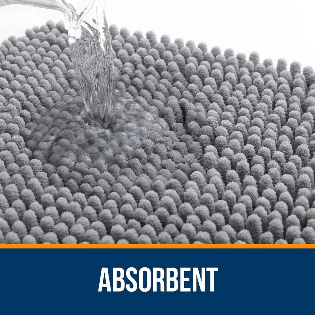 Soft Absorbent Chenille Bath Rug - OLANLY 30x20 Quick Dry Rubber Backed Mat for Bathroom