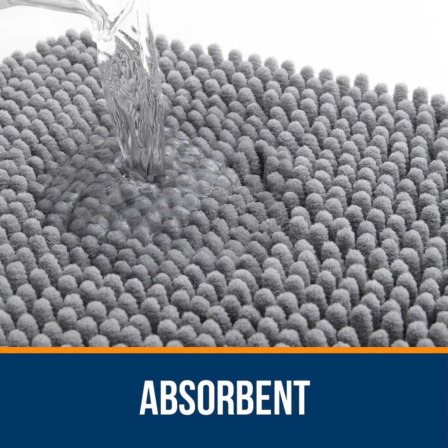 Soft Absorbent Chenille Bath Rug - OLANLY 30x20 Quick Dry Rubber Backed Mat for Bathroom