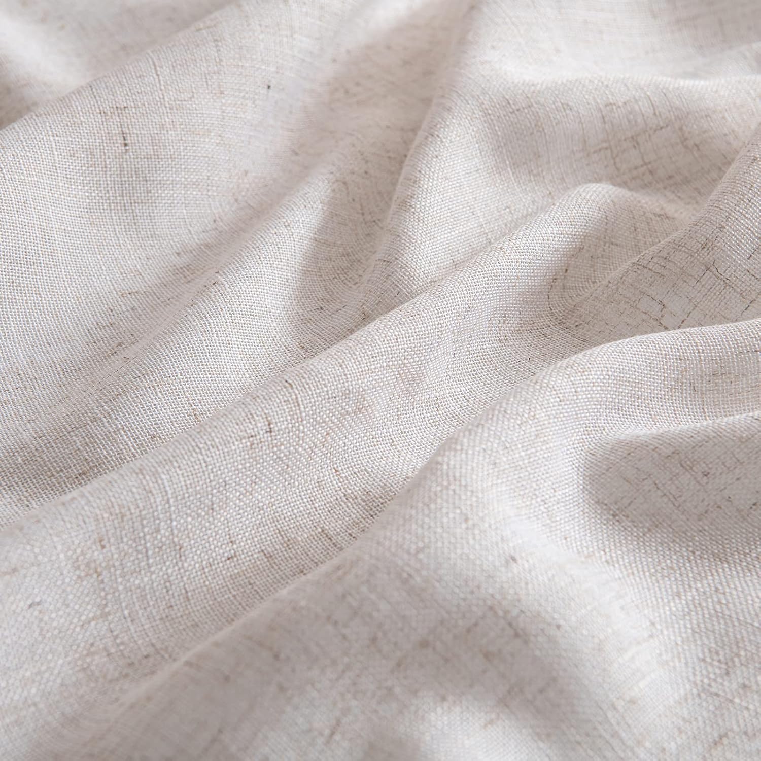 MIULEE Natural White Linen Curtains - Semi-Sheer Farmhouse Drapes (2 Panels)