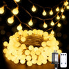 JMEXSUSS 100 LED Globe String Lights - 33ft Warm White Plug-in with Remote, 8 Modes