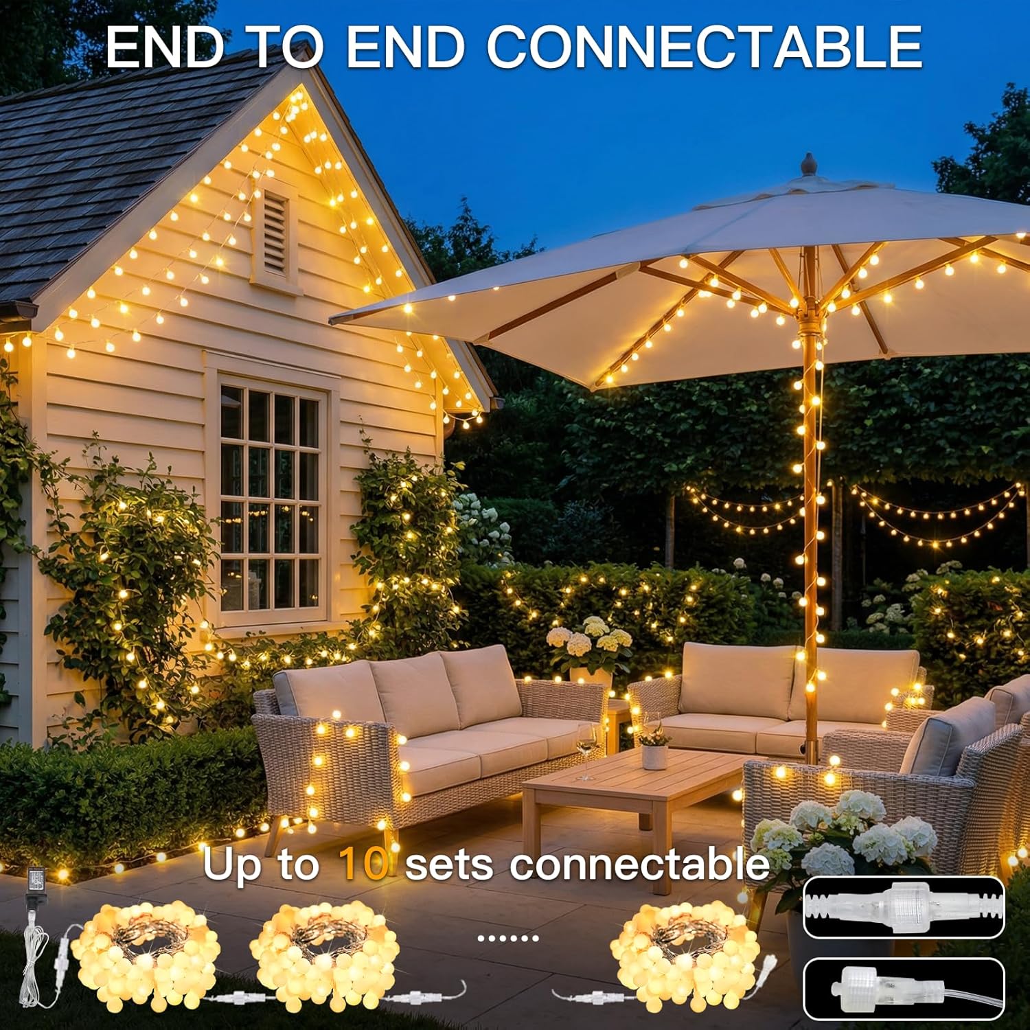 Suddus 33ft 100-LED Connectable String Lights w/Remote for Bedroom, Warm White
