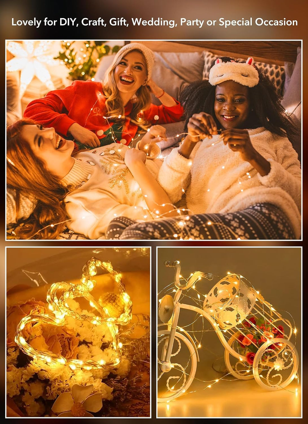 Minetom Battery-Operated Fairy Lights - 6-Pack 7ft Waterproof Warm White LED String for Weddings & Decor
