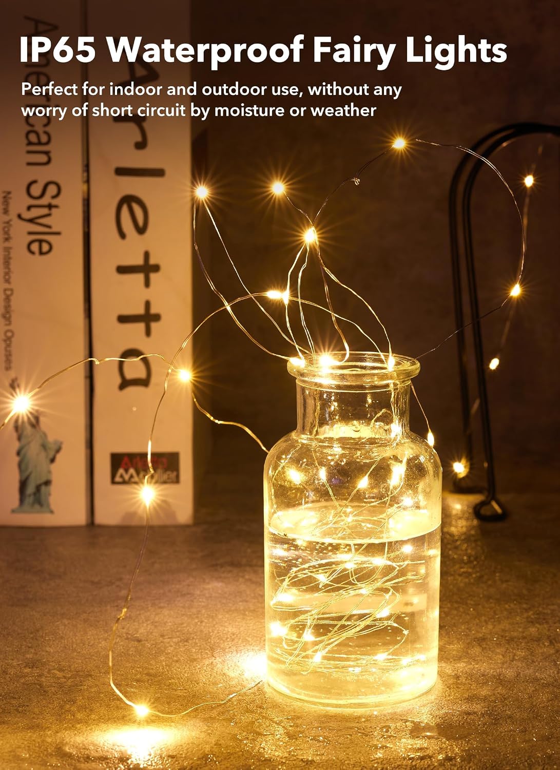 Minetom Battery-Operated Fairy Lights - 6-Pack 7ft Waterproof Warm White LED String for Weddings & Decor