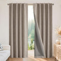 Joydeco 100% Blackout Linen Curtains for Bedroom/Living Room - Nature Textured Drapes with Thermal Insulation (2 Panels)