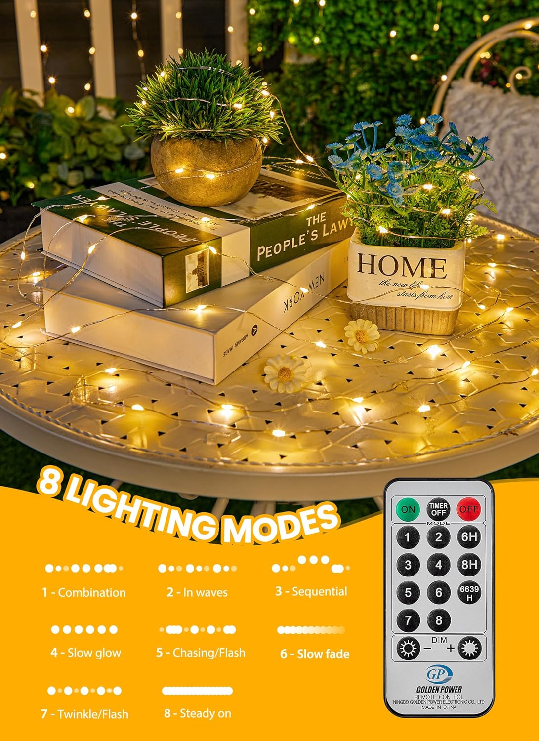 Minetom Fairy Lights with Remote Control & Timer - 200 LED Waterproof String Lights