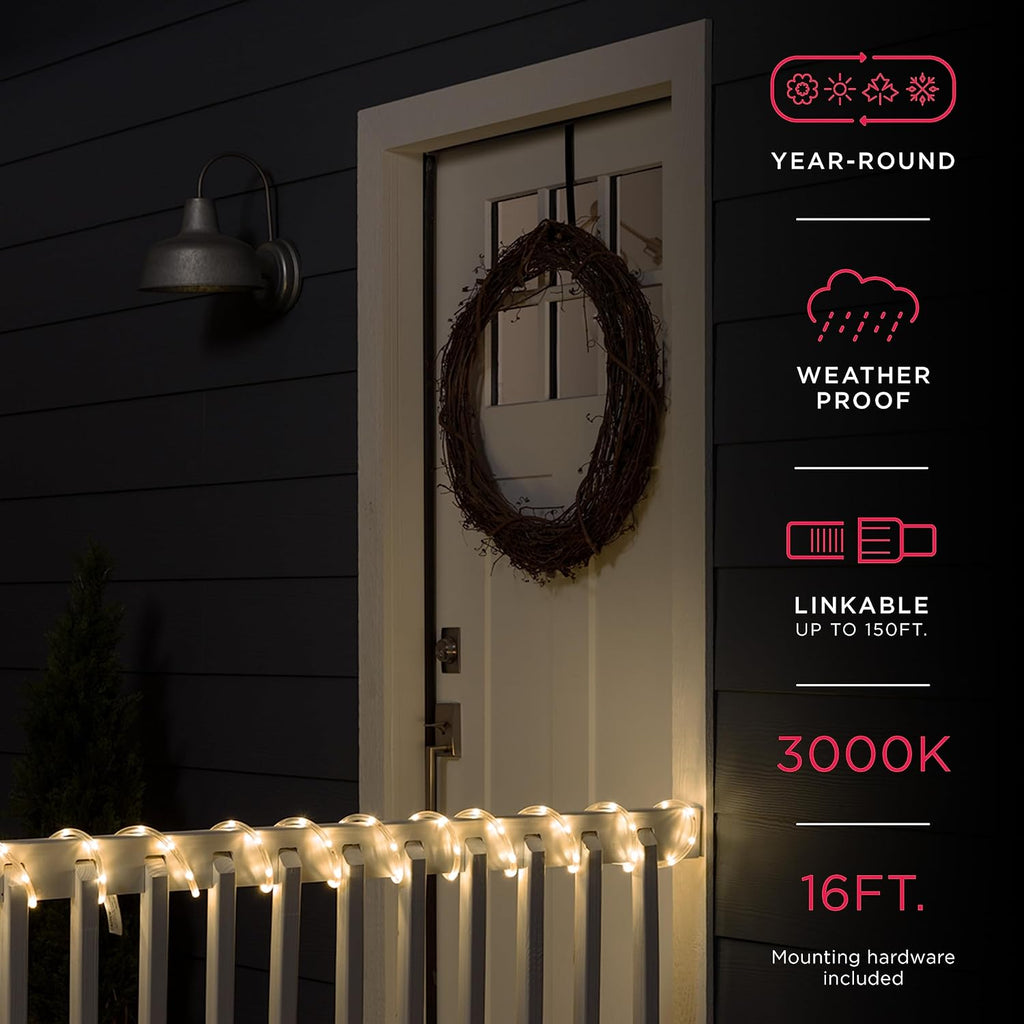 16ft UltraPro Warm White LED Rope Lights - Indoor/Outdoor Flexibility