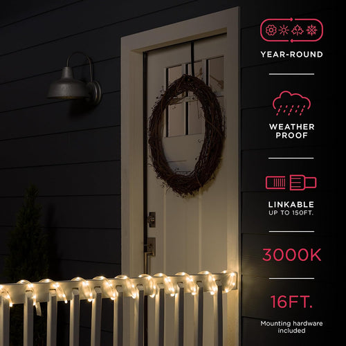 16ft UltraPro Warm White LED Rope Lights - Indoor/Outdoor Flexibility