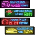 4-Piece Neon Gaming Wall Posters for Teen Boys' Rooms - Gamer Decor Set by Simimi Art