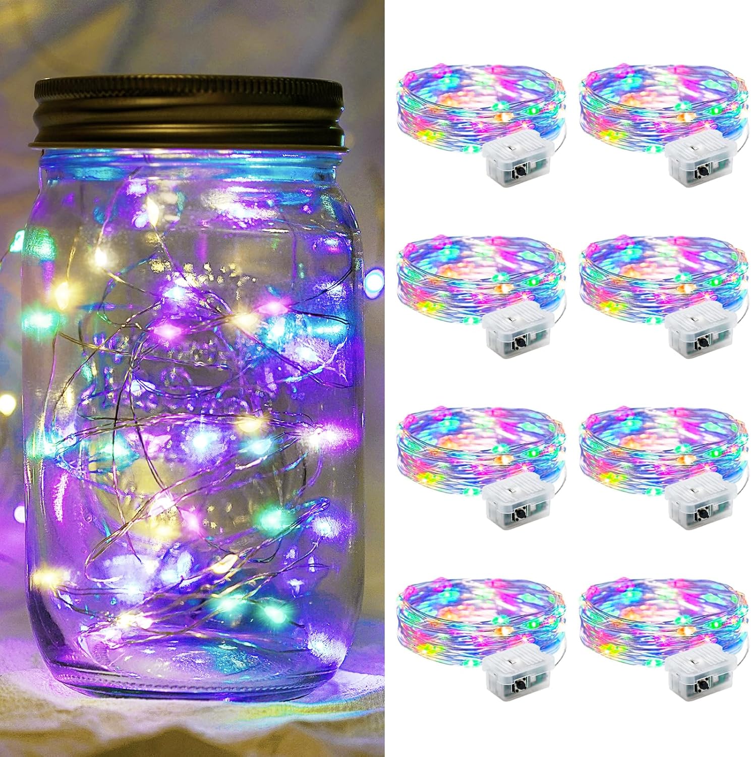 chzk Battery-Operated 8 Pack Fairy Lights - 7ft 20 LED Twinkle String for Parties