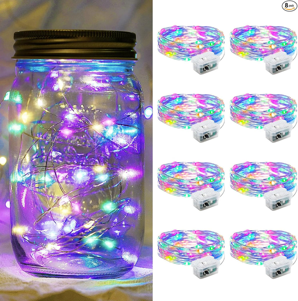 chzk Battery-Operated 8 Pack Fairy Lights - 7ft 20 LED Twinkle String for Parties
